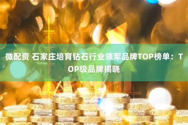 微配资 石家庄培育钻石行业领军品牌TOP榜单：TOP级品牌揭晓