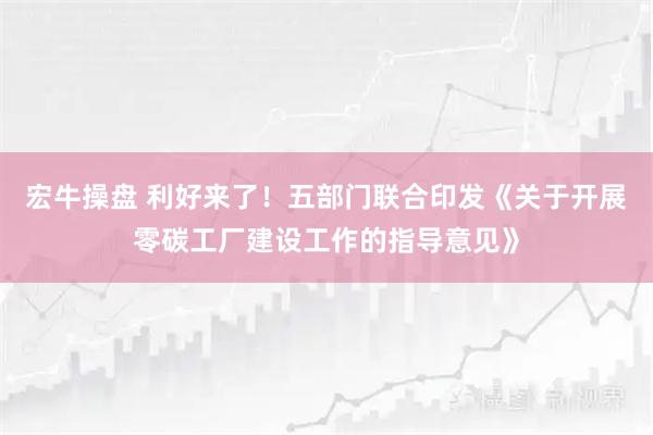 宏牛操盘 利好来了！五部门联合印发《关于开展零碳工厂建设工作的指导意见》