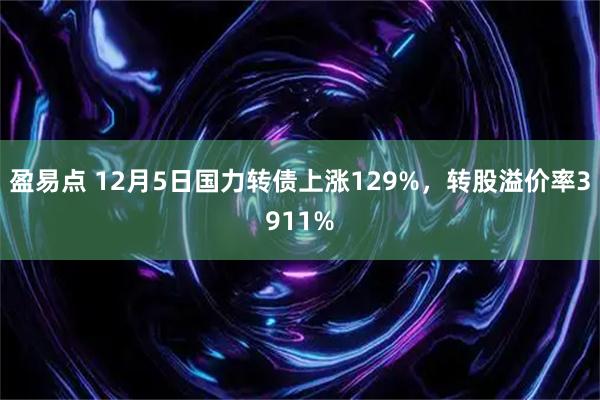 盈易点 12月5日国力转债上涨129%,转股溢价率3911%